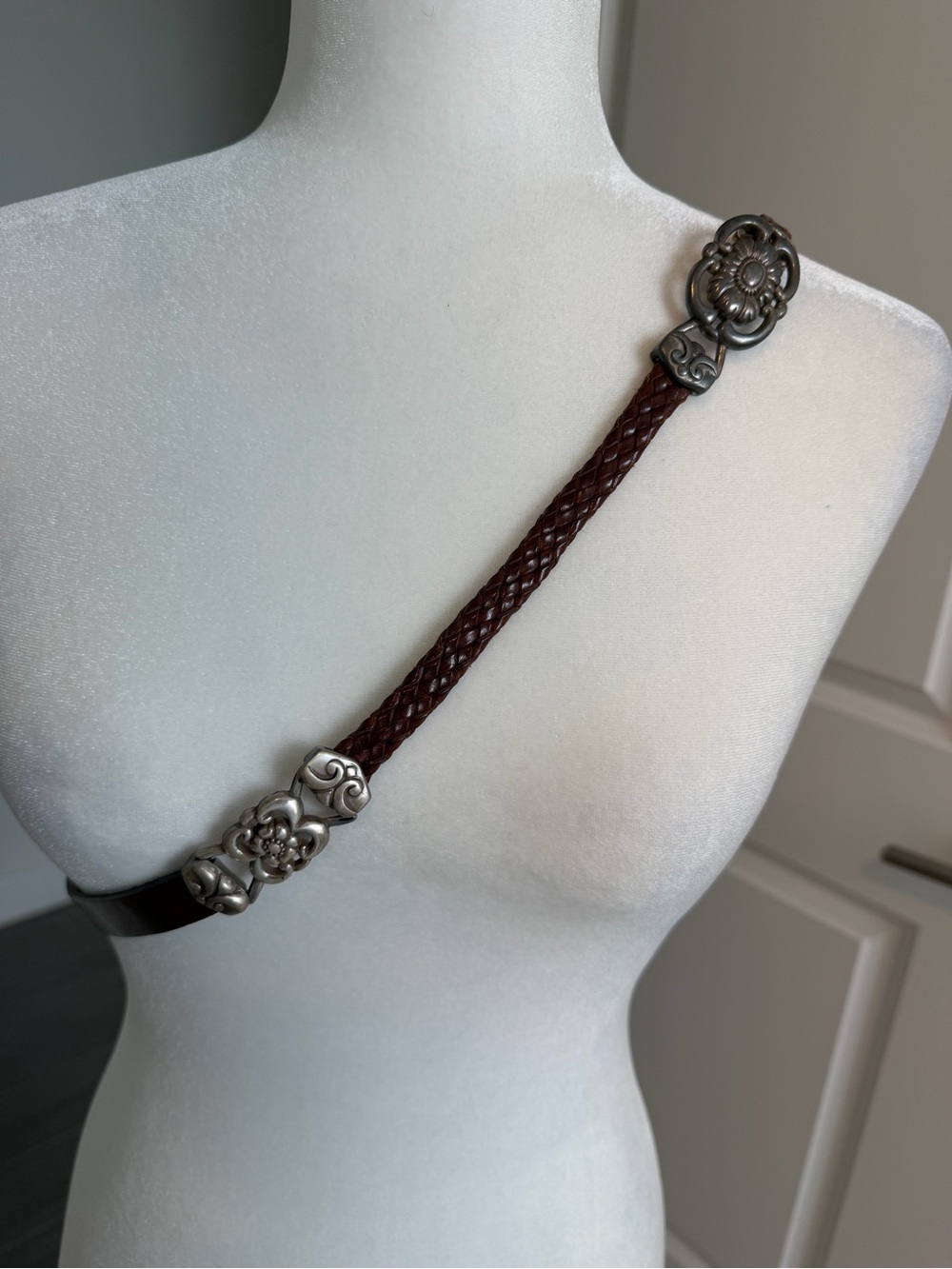 Vintage Olga Santini Concha Hip Belt Leather Braided Brown 90s Boho Y2K Western - Picture 8 of 15